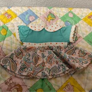 Cabbage Patch Kids Teal and Paisley Doll Dress For 14 inch CPK Dolls